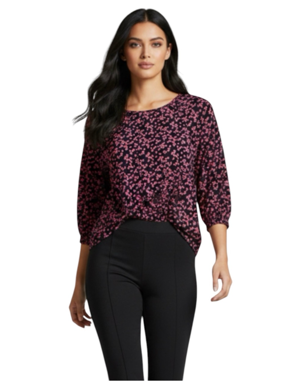 Michael Michael Kors XL black heart rose petals cotton modal top